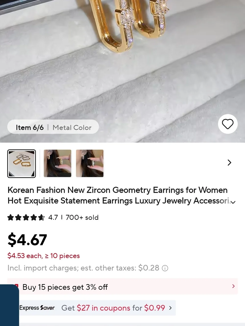 Gold Cubic Zirconia Huggie Hoop Earrings - Women's Jewelry